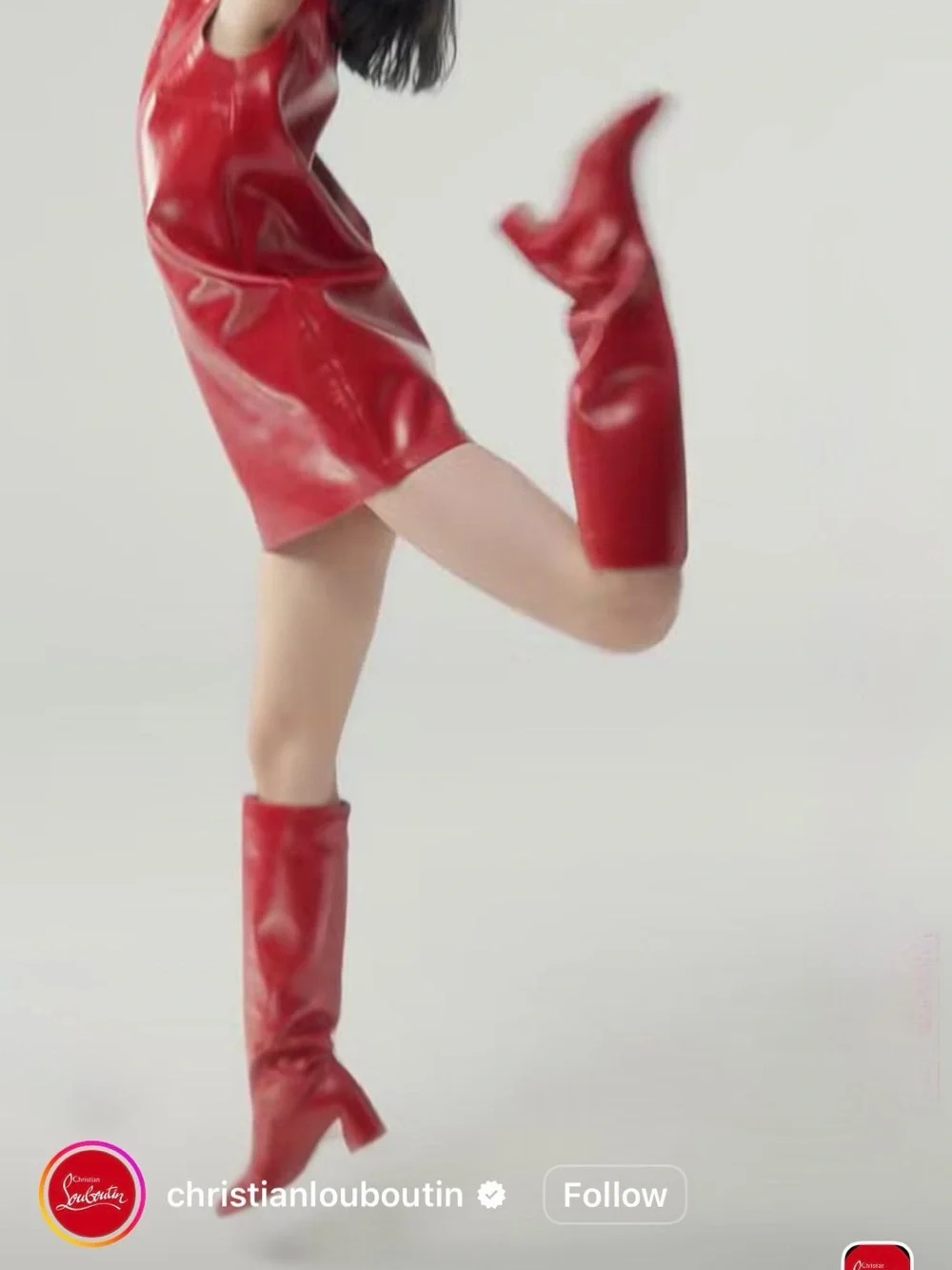 CHRISTIAN LOUBOUTIN JANITTA 55 RED LEATHER BLOCK HEEL KNEE-HIGH BOOTS SZ 38.5